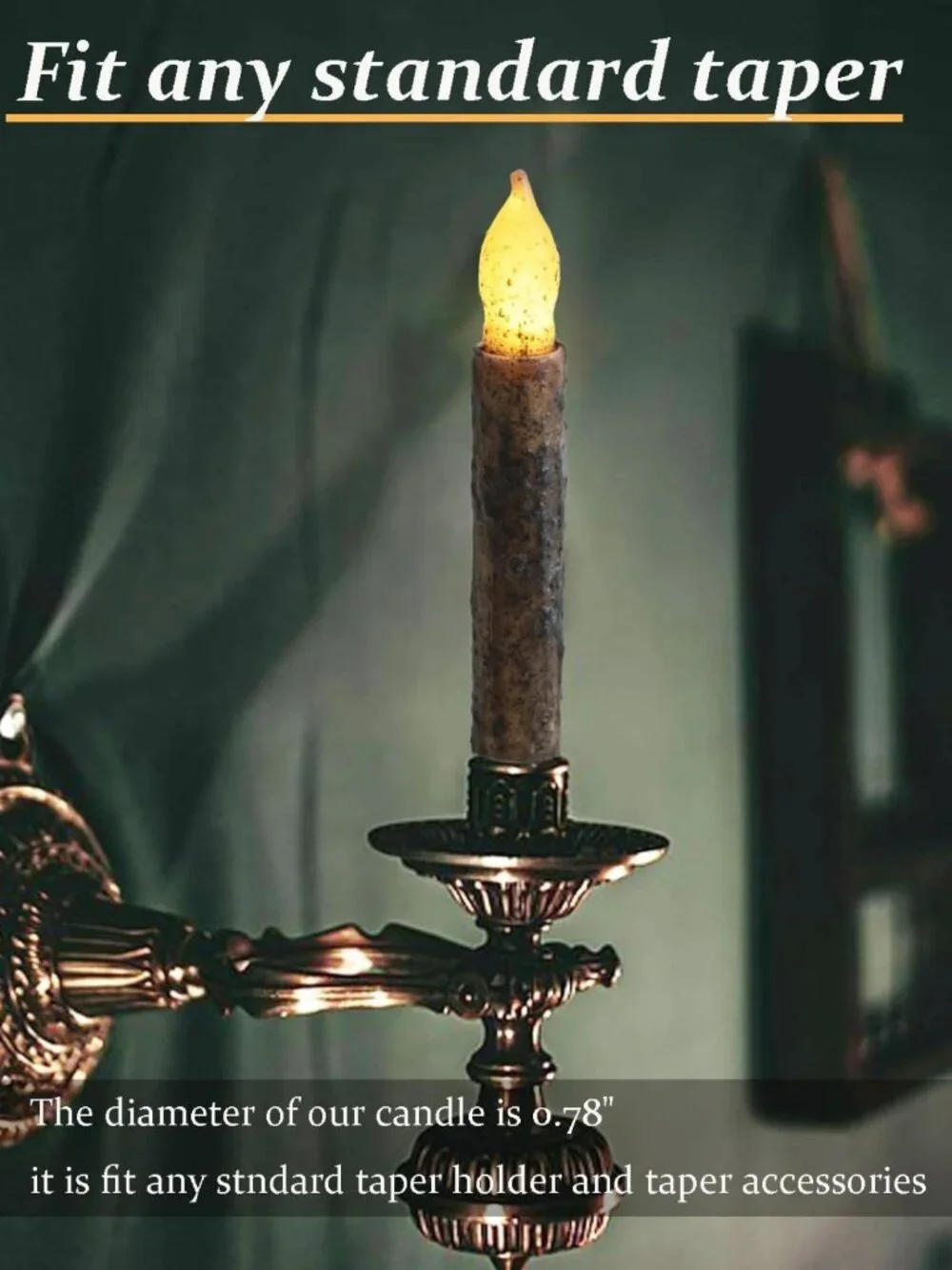 12Pcs 6.5'' Rustic Flameless Taper Candles with Timer | Hand-Dipped Real Wax for